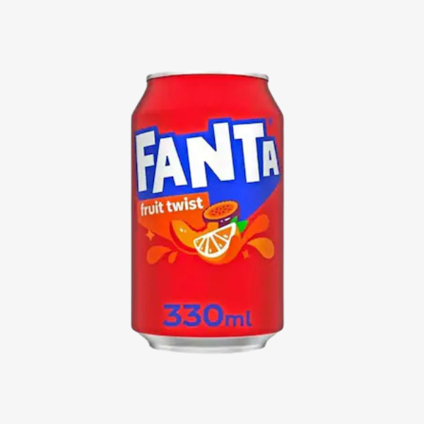 Fanta Fruit Twist fizzy drink with a mix of tropical fruit flavors.